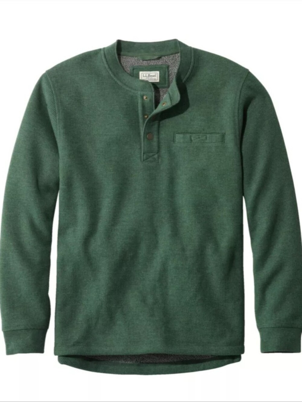 L.L Bean Men's Katahdin Iron Works® Bonded Waffle Fleece Henley Size XLT Green